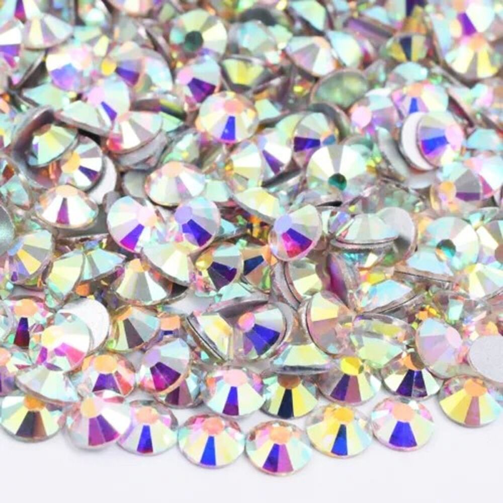 1440pc 4mm Glass AB Rhinestone Cabochons Flat Back Faceted Half Round Not Hotfix
